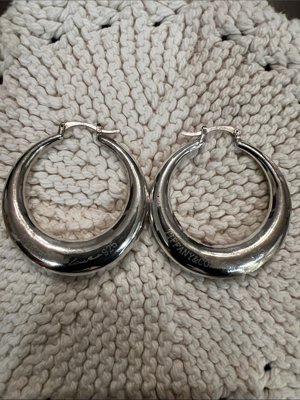 Tiffany & Co. Sterling Silver Crescent Hoop Earrings